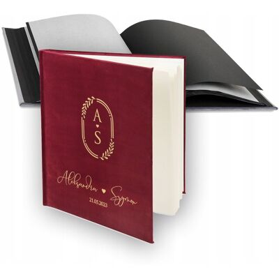 Artiprint Album Welurowy 30 Stron - 80 Zdjęć - Twój Tekst - Złocony - Czarne Karty Artiprint Album Welurowy 30 Stron - 80 Zdjęć - Twój Tekst - Złocony - Czarne Karty