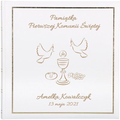 GIFThouse Biały album komunijny z grawerem – Pamiątka I Komunii Świętej - album do wklejania zdjęć - personalizacja - prezent na komunię GIFThouse Biały album komunijny z grawerem – Pamiątka I Komunii Świętej - album do wklejania zdjęć - personalizacja - prezent na komunię