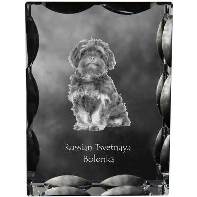 ART Bolonka, Rosyjska Bolonka Kolorowa - Kryształ Ze Zdjęciem Psa, Szklana Stat ART Bolonka, Rosyjska Bolonka Kolorowa - Kryształ Ze Zdjęciem Psa, Szklana Stat
