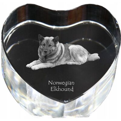 ART Elkhund, Norweski Elghund Szary - Zdjęcie Psa W Krysztale, Kryształowe Serc ART Elkhund, Norweski Elghund Szary - Zdjęcie Psa W Krysztale, Kryształowe Serc
