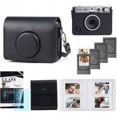 Loveinstant Zestaw 5w1 Futerał + Szkło + Album 64x + Etui Zdjęcia + Ramki Do Fuji Instax Mini Evo / Czarny Loveinstant Zestaw 5w1 Futerał + Szkło + Album 64x + Etui Zdjęcia + Ramki Do Fuji Instax Mini Evo / Czarny