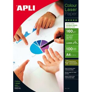 Apli, Papier fotograficzny Glossy Laser Paper A4 160 gsm błyszczący, 100 ark.