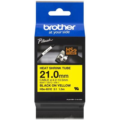 Inny producent Oryginalna Rurka Termokurczliwa Brother Hse-651e 21mm X 1.5m ? 4.2mm-13.5mm Żółta/czarny Nadruk Inny producent Oryginalna Rurka Termokurczliwa Brother Hse-651e 21mm X 1.5m ? 4.2mm-13.5mm Żółta/czarny Nadruk