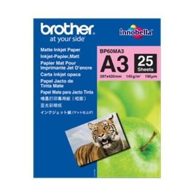 Papier fotograficzny BROTHER BP60MA3, A3, 145 g/m2, 25 arkuszy Papier fotograficzny BROTHER BP60MA3, A3, 145 g/m2, 25 arkuszy