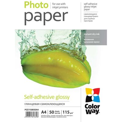Papier Fotograficzny ColorWay Samoprzylepny Błyszczący A4 115g 50 szt Papier Fotograficzny ColorWay Samoprzylepny Błyszczący A4 115g 50 szt
