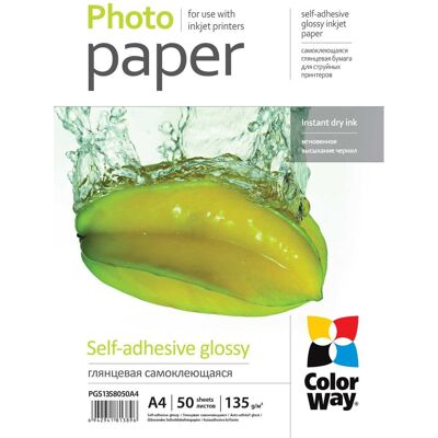Papier Fotograficzny ColorWay Samoprzylepny Błyszczący A4 135g 50 szt Papier Fotograficzny ColorWay Samoprzylepny Błyszczący A4 135g 50 szt