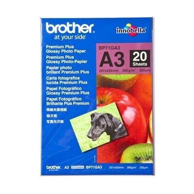 Papier Fotograficzny Do Drukarki Brother Bp71ga3, A3, 260 G/m2, 20 Arkuszy Papier Fotograficzny Do Drukarki Brother Bp71ga3, A3, 260 G/m2, 20 Arkuszy