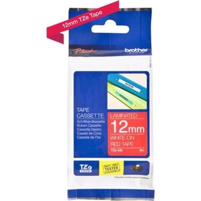 Taśma Laminowana Brother P-Touch Tze-435 - Biała Na Czerwonym - 12mm Taśma Laminowana Brother P-Touch Tze-435 - Biała Na Czerwonym - 12mm
