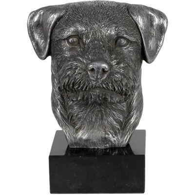 Border Terrier - Figurka Na Marmurze, Pokryta Srebrnym Metalem, Wykonana Ręcznie, Marka Art-Dog Border Terrier - Figurka Na Marmurze, Pokryta Srebrnym Metalem, Wykonana Ręcznie, Marka Art-Dog