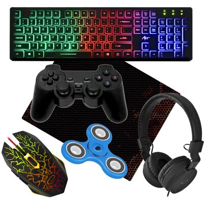 Zestaw gamingowy klawiatura ART SLIM AK-20 podświetlana mysz mata słuchawki pad Zestaw gamingowy klawiatura ART SLIM AK-20 podświetlana mysz mata słuchawki pad