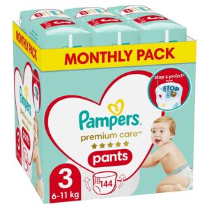 P&G Pampers Premium Care Pieluchomajtki, rozmiar 3, 144 sztuk, 6kg-11kg