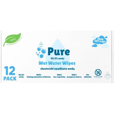 PURELINE Chusteczki nawilżane Pure Wet Water Wipes 12x60 szt. BIO baby PURELINE Chusteczki nawilżane Pure Wet Water Wipes 12x60 szt. BIO baby