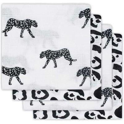 Jollein 4 Pieluszki Niemowlęce Hydrophlic 70x70 Cm Leopard Black & White Jollein 4 Pieluszki Niemowlęce Hydrophlic 70x70 Cm Leopard Black & White