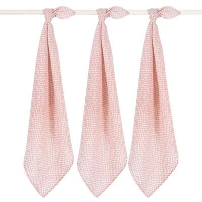 Jollein - Bawełniane Pieluszki Niemowlęce Hydrophlic 70x70cm 3szt., Snake Pale Pink Jollein - Bawełniane Pieluszki Niemowlęce Hydrophlic 70x70cm 3szt., Snake Pale Pink