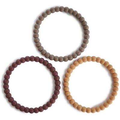 Mushie - 3 Silikonowe Bransoletki Gryzaki Pearl Berry Marigold Khaki Mushie - 3 Silikonowe Bransoletki Gryzaki Pearl Berry Marigold Khaki