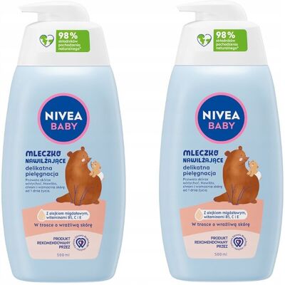 NIVEA BABY Mleczko nawilżające delikatne dla dzieci i niemowląt 2 x 500 ml NIVEA BABY Mleczko nawilżające delikatne dla dzieci i niemowląt 2 x 500 ml