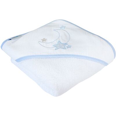 PIELSA Baby Okrycie z kapturem 100x100 bawełna KSIĘŻYC niebieski PIELSA Baby Okrycie z kapturem 100x100 bawełna KSIĘŻYC niebieski