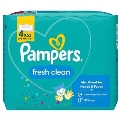 P&G Pampers Fresh Clean Chusteczki Nawilżane, 4x52szt. P&G Pampers Fresh Clean Chusteczki Nawilżane, 4x52szt.