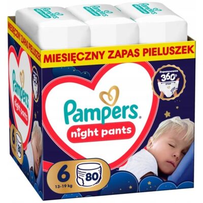 P&G Pampers Night Pieluchomajtki Rozmiar 6, 80 Szt. P&G Pampers Night Pieluchomajtki Rozmiar 6, 80 Szt.
