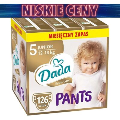 Inny producent Pieluchomajtki Dada Extra Care Pants 5 Junior, 12-18 Kg, 126 Szt Inny producent Pieluchomajtki Dada Extra Care Pants 5 Junior, 12-18 Kg, 126 Szt