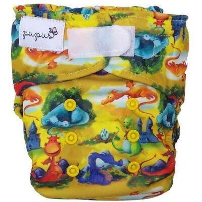 Pupus Pieluszka Z Kieszonką Smoki 5-15kg - Rzepy Pupus Pieluszka Z Kieszonką Smoki 5-15kg - Rzepy