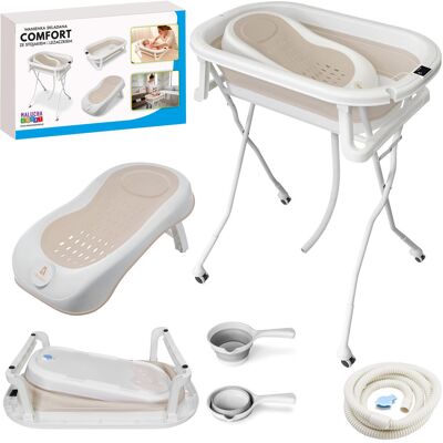 Venus LTD Składana Wanienka Comfort ze Stojakiem i Leżaczkiem Orsetto Beżowa + Polewaczka Venus LTD Składana Wanienka Comfort ze Stojakiem i Leżaczkiem Orsetto Beżowa + Polewaczka
