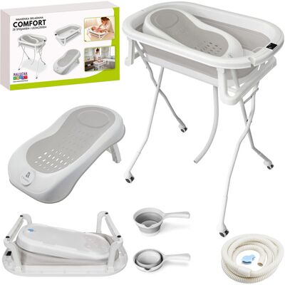 Venus LTD Składana Wanienka Comfort ze Stojakiem i Leżaczkiem Orsetto Szara + Polewaczka Venus LTD Składana Wanienka Comfort ze Stojakiem i Leżaczkiem Orsetto Szara + Polewaczka