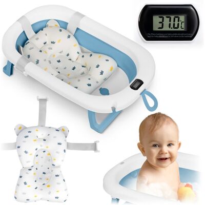 GLOBAL INCOME Wanienka Składana Dla Dziecka Niemowląt Ricokids Silikonowa Termometr Lcd Biało-Niebieska GLOBAL INCOME Wanienka Składana Dla Dziecka Niemowląt Ricokids Silikonowa Termometr Lcd Biało-Niebieska