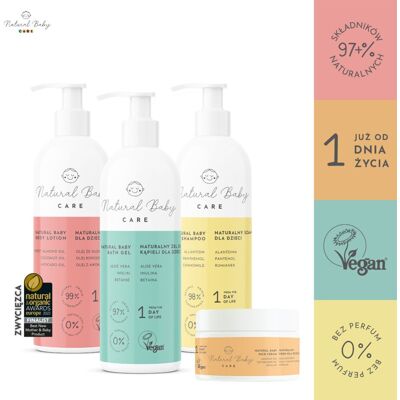 Natural Baby Care Zestaw naturalnych, bezzapachowych kosmetyków dla dzieci 0+ Natural Baby Care Zestaw naturalnych, bezzapachowych kosmetyków dla dzieci 0+