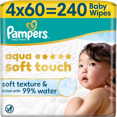 Inny producent Pampers Aqua Soft Touch Chusteczki Nawilżane Dla Dzieci, 4x60szt Inny producent Pampers Aqua Soft Touch Chusteczki Nawilżane Dla Dzieci, 4x60szt