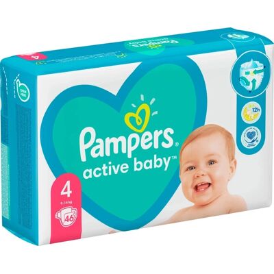 P&G Pieluchy Pampers Active Baby Pieluszki Rozmiar 4, 132 Szt, 9kg-14kg P&G Pieluchy Pampers Active Baby Pieluszki Rozmiar 4, 132 Szt, 9kg-14kg