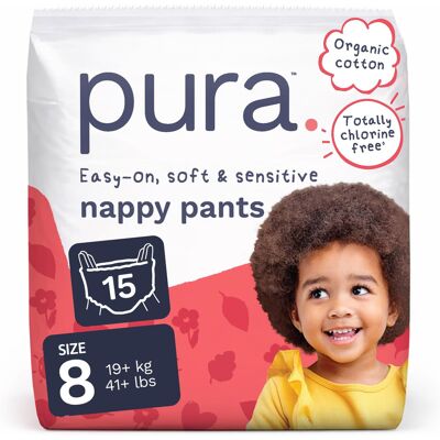 Pura Eco Pieluchy Treningowe Rozmiar 8 (19kg+) 15 Sztuk Hipoalergiczne Pura Eco Pieluchy Treningowe Rozmiar 8 (19kg+) 15 Sztuk Hipoalergiczne