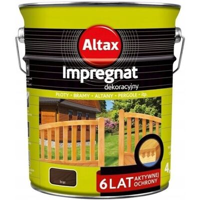 ALTAX IMPREGNAT DEKORACYJNY 4,5L BRĄZOWY ALTAX IMPREGNAT DEKORACYJNY 4,5L BRĄZOWY