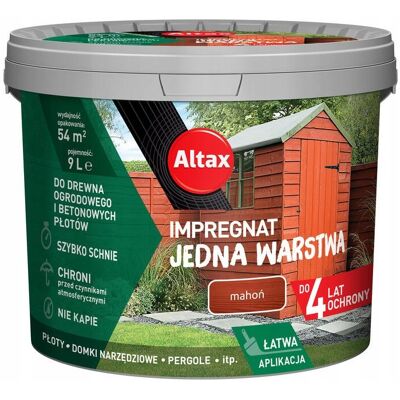 ALTAX IMPREGNAT DO DREWNA OGRODOWY 9L MAHOŃ ALTAX IMPREGNAT DO DREWNA OGRODOWY 9L MAHOŃ