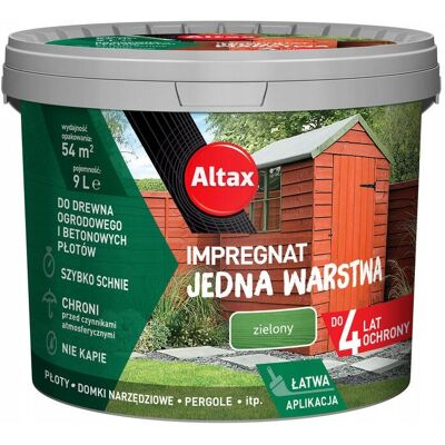 ALTAX IMPREGNAT DO DREWNA OGRODOWY 9L ZIELONY ALTAX IMPREGNAT DO DREWNA OGRODOWY 9L ZIELONY