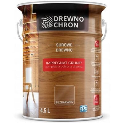 Drewnochron Impregnat Grunt R Do surowego drewna bezbarwny 4,5 L Drewnochron Impregnat Grunt R Do surowego drewna bezbarwny 4,5 L