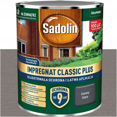 Akzo Nobel Farba Impregnat do drewna Sadolin Classic PLUS Ciemny Szary 9L Akzo Nobel Farba Impregnat do drewna Sadolin Classic PLUS Ciemny Szary 9L