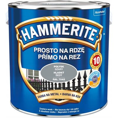 HAMMERITE FARBA NA RDZĘ DO METALU SZARY POŁYSK 2.5L HAMMERITE FARBA NA RDZĘ DO METALU SZARY POŁYSK 2.5L