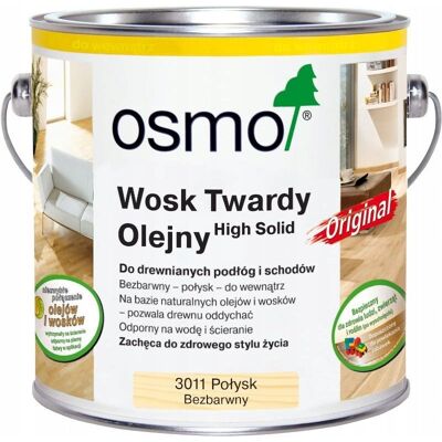 OSMO WOSK TWARDY OLEJNY ORIGINAL OLEJ 3011 BEZBARWNY POŁYSK 2.5L OSMO WOSK TWARDY OLEJNY ORIGINAL OLEJ 3011 BEZBARWNY POŁYSK 2.5L
