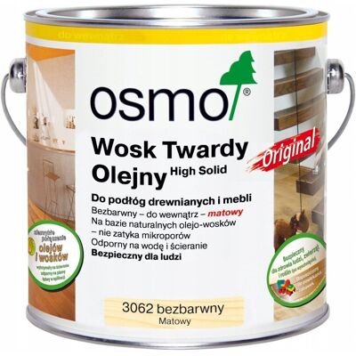 OSMO WOSK TWARDY OLEJNY ORIGINAL OLEJ 3062 BEZBARWNY MAT 0.75L OSMO WOSK TWARDY OLEJNY ORIGINAL OLEJ 3062 BEZBARWNY MAT 0.75L