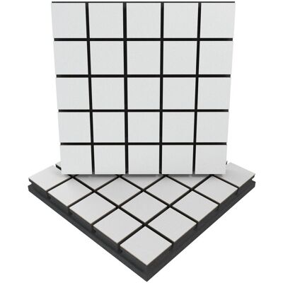 Panele akustyczne GRID, Zestaw 2 szt. + nawiasy montażowe, 50x50x5cm, UA Acoustics, MDF: Biały Panele akustyczne GRID, Zestaw 2 szt. + nawiasy montażowe, 50x50x5cm, UA Acoustics, MDF: Biały