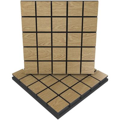 Panele akustyczne GRID, Zestaw 2 szt. + nawiasy montażowe, 50x50x5cm, UA Acoustics, MDF drzewo: Dąb Panele akustyczne GRID, Zestaw 2 szt. + nawiasy montażowe, 50x50x5cm, UA Acoustics, MDF drzewo: Dąb