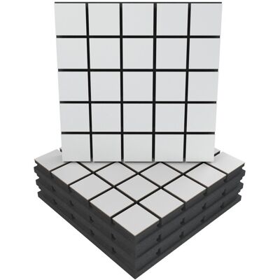 Panele akustyczne GRID, Zestaw 4 szt. + nawiasy montażowe, 50x50x5cm, UA Acoustics, MDF: Biały Panele akustyczne GRID, Zestaw 4 szt. + nawiasy montażowe, 50x50x5cm, UA Acoustics, MDF: Biały