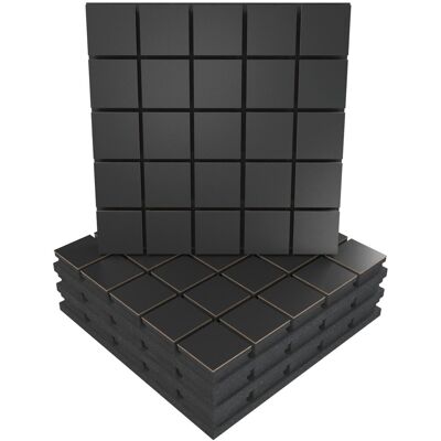 Panele akustyczne GRID, Zestaw 4 szt. + nawiasy montażowe, 50x50x5cm, UA Acoustics, MDF: Czarny Panele akustyczne GRID, Zestaw 4 szt. + nawiasy montażowe, 50x50x5cm, UA Acoustics, MDF: Czarny