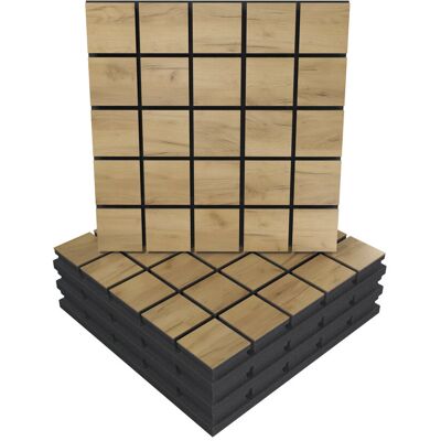 Panele akustyczne GRID, Zestaw 4 szt. + nawiasy montażowe, 50x50x5cm, UA Acoustics, MDF drzewo: Dąb Panele akustyczne GRID, Zestaw 4 szt. + nawiasy montażowe, 50x50x5cm, UA Acoustics, MDF drzewo: Dąb