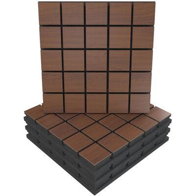 Panele akustyczne GRID, Zestaw 4 szt. + nawiasy montażowe, 50x50x5cm, UA Acoustics, MDF drzewo: Orzech Panele akustyczne GRID, Zestaw 4 szt. + nawiasy montażowe, 50x50x5cm, UA Acoustics, MDF drzewo: Orzech