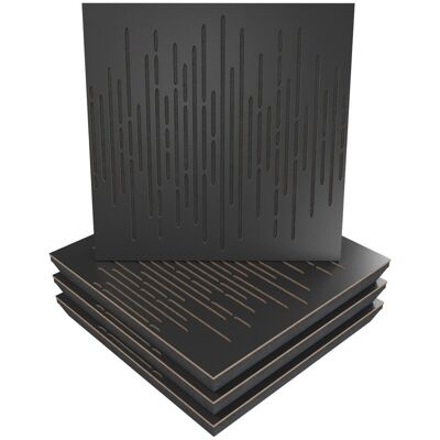 Panele akustyczne WAVE, Zestaw 4 szt. + nawiasy montażowe, 50x50x5cm, UA Acoustics, MDF: Czarny Panele akustyczne WAVE, Zestaw 4 szt. + nawiasy montażowe, 50x50x5cm, UA Acoustics, MDF: Czarny