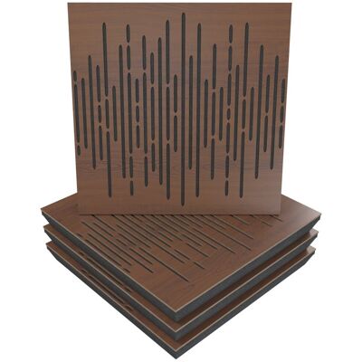 Panele akustyczne WAVE, Zestaw 4 szt. + nawiasy montażowe, 50x50x5cm, UA Acoustics, MDF drzewo: Orzech Panele akustyczne WAVE, Zestaw 4 szt. + nawiasy montażowe, 50x50x5cm, UA Acoustics, MDF drzewo: Orzech