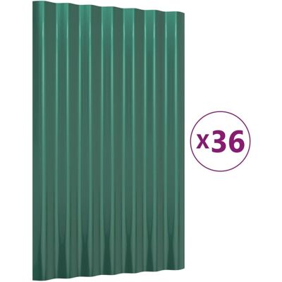vidaXL Zielone Płytki Dachowe ze Stali - 60x36cm - Wzmacniane Faliste Arkusze vidaXL Zielone Płytki Dachowe ze Stali - 60x36cm - Wzmacniane Faliste Arkusze
