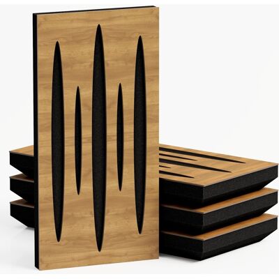 Panele PULSAR-5 akustyczne wąskie, Zestaw 4 szt., 50x25x5cm, UA Acoustics, MDF drzewo: Dąb Panele PULSAR-5 akustyczne wąskie, Zestaw 4 szt., 50x25x5cm, UA Acoustics, MDF drzewo: Dąb